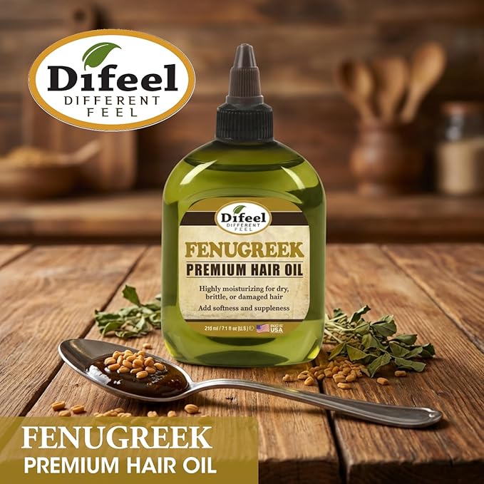 Difeel Fenugreek Premium Hair Oil 7.1 Ounce - Fenugreek Oil for Hair, Pre or Post Shampoo Treatment for All Hair Types