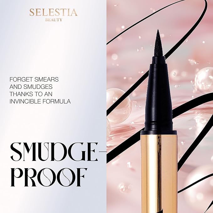 SELESTIA BEAUTY Black Liquid Eyeliner Pencil Queen Cobra – Long-Lasting – Quick-Drying, No Flaking – Thin Applicator & Intense Color – 0.016 fl.oz