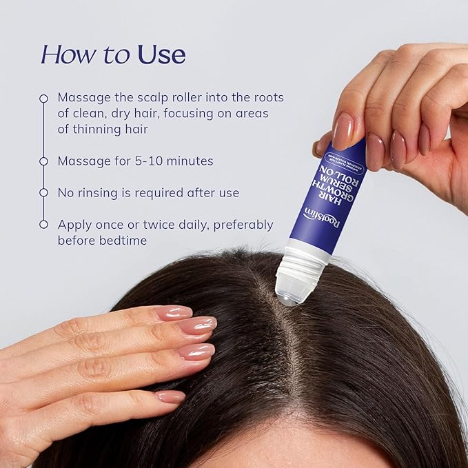 Hair Growth Serum Roll On with Rosemary, Caffeine & Biotin, Helps Support Fuller-Looking Hair, Clean Non-Greasy Scalp Serum for Thinning Hair 2-pack, 2.16 Fl Oz
