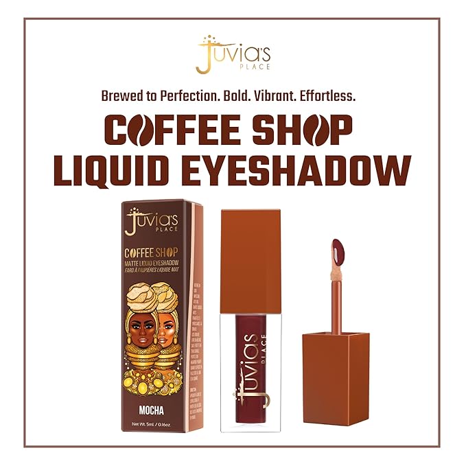 Juvia's Place Coffee Shop Liquid Eyeshadow - Mocha - Matte Finish for Rich, Long-Lasting Color, Waterproof, and Smooth Texture - Buildable and Vibrant - Ideal for All Skin Tones, 0.16 fl oz