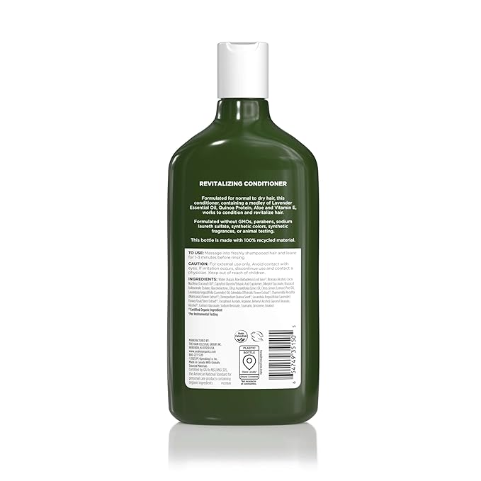 Avalon Organics Revitalizing Lavender Conditioner, For Smooth, Shiny, Touchably Soft Hair For Normal To Dry Hair, 11 Fluid Ounces
