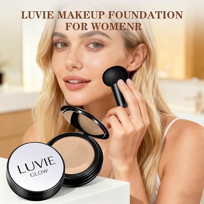 Ideal for Light/Medium Complexions-Hush Makeup Foundation, Mushroom Head Air Cushion CC Cream - BB Cream Foundation for Older Women (Natural color)