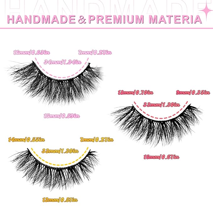 False Eyelashes 15-18mm 3 Styles 27 Pair PACK Mix Cross Fluffy Natural Look Luxury Volume Faux Mink Lashes Reusable Strip Lashes, Mulitpack