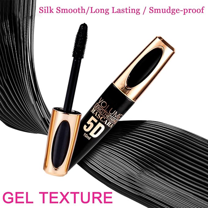 Brown Colored Waterproof Mascara - Long Lasting, Thick Eye Lash, 5D Silk Fiber, Smudge-Proof, Volumizing, Lengthening, Curling Color Mascara for Makeup, Party & Stage Use