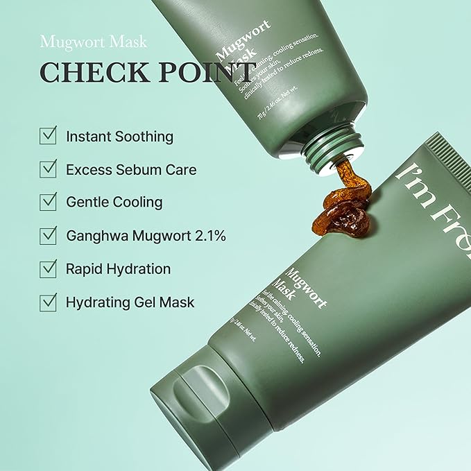 I'm from Mugwort Mask, Wash-Off Calming Face Mask with Mugwort Extract, Cooling & Soothing Care for Sensitive Skin, Korean Skincare 2.46 fl.oz