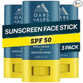 Oars + Alps Matte Face Sunscreen Stick, SPF 50 Travel Sunscreen Roll On for Face, Fragrance Free, Water & Sweat Resistant Sunblock, All Skin Types, Dermatologist Tested, Moisturizing, 0.53oz, 3pk