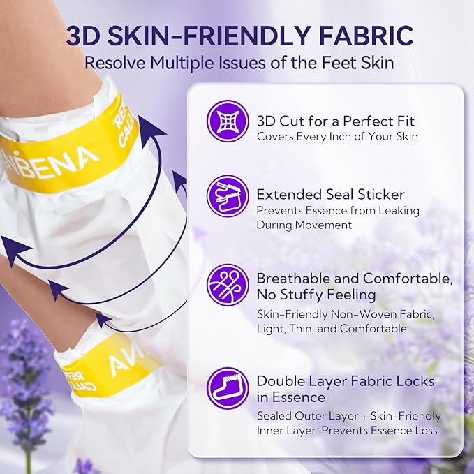 LANBENA Lavender + Vitamin C Foot Peel Mask（2 Pairs, Exfoliator Peel Off Calluses Dead Skin Callus Remover, Repairing Rough Heels for Men and Women, for Baby Soft & Smooth Feet