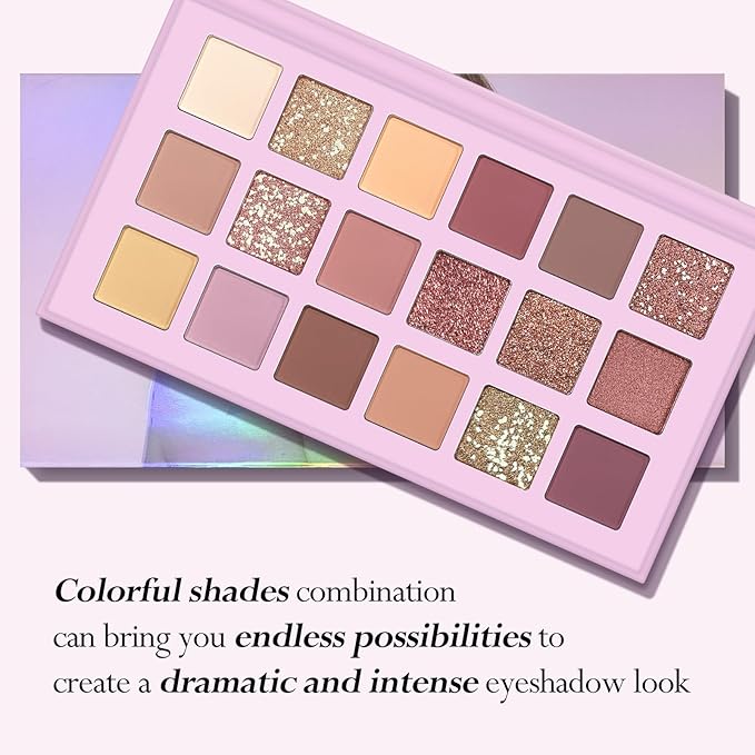 KYDA 18 Colors Purple Aromas Eyeshadow Palette, Matte Glitter Pressed Powder Eyeshadow, Lasting Ultra-fine Colorful Powder Eye Shadow, Multiuse Reflective Pearls Eyes Makeup Pallet Kit