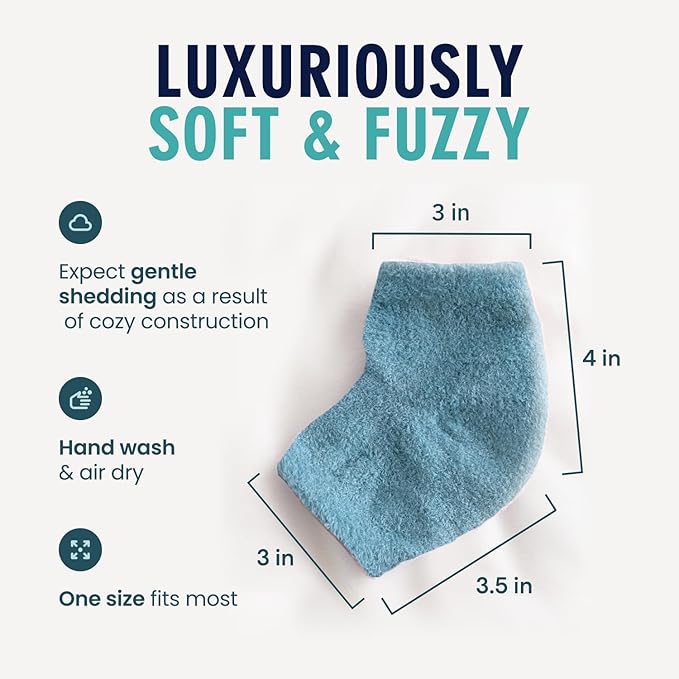 Dr. Frederick’s Original Moisturizing Fuzzy Heel Socks - Cozy Gel-Lined Socks for Dry Cracked Heels - 2 Pairs - Overnight Foot Care with Olive Oil, Vitamin E - Gifts for Women & Men - Teal Tranquility