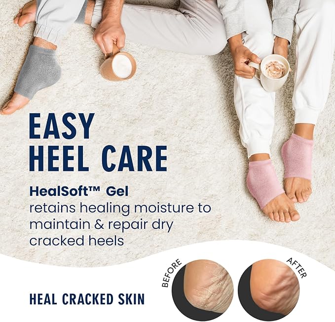 Dr. Frederick’s Original Moisturizing Fuzzy Heel Socks - Cozy Gel-Lined Socks for Dry Cracked Heels - 2 Pairs - Overnight Foot Care with Olive Oil, Vitamin E - Gifts for Women & Men - Mellow Moon