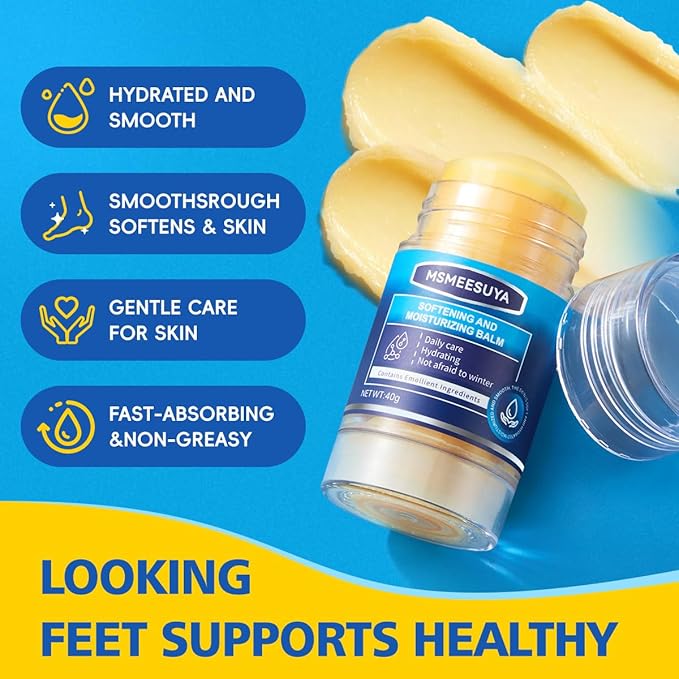 Peach Foot Cream Stick for Dry Cracked Heels and Feet, Moisturizing Heel Balm Stick, Softening Foot Care for Rough Skin, Callus & Dryness, Peach Hydration, 2-Pack