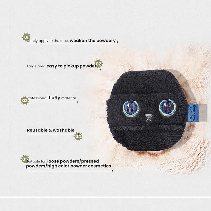 Momo's Workshop Face Fluffy Powder Puff,Soft Plush Setting Powder Puff, Large Velour Makeup Puff for Loose Or Pressed Powders,Round Cosmetic Puff, Beauty Makeup Tool,1pcs