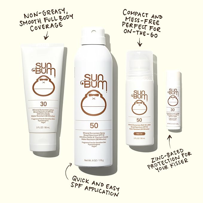 Sun Bum Mineral SPF 30 Sunscreen Body Lotion - NEW FORMULA Broad Spectrum Moisturizing Sunscreen with Vitamin E - Vegan and Hawaii 104 Act Compliant (No Octinoxate & Oxybenzone) - Travel Size - 3 oz