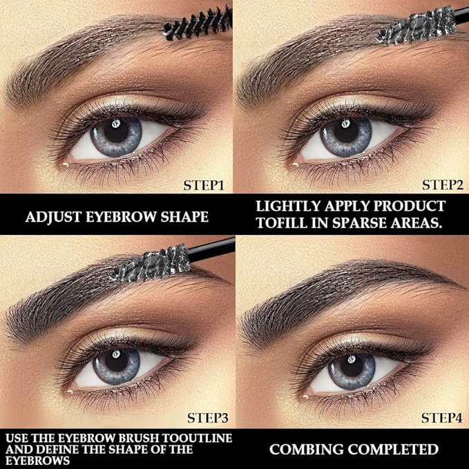 Tinted Thickening Brow Mascara,Brow Glue Eyebrow Gel, Waterproof, Transfer-proof, Brush to Fill in Eyebrows and Cover Gray Hairs - Cruelty Free (2pcs 07 Espresso &09 transparent)