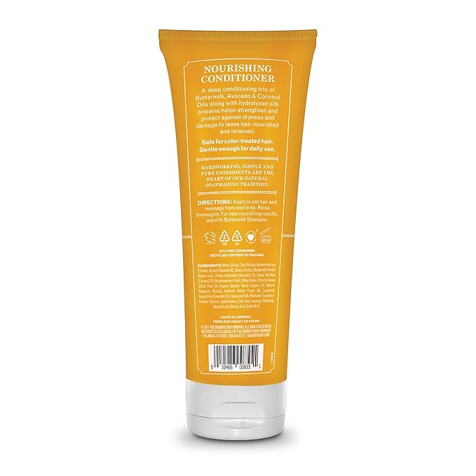 The Grandpa Soap Company Buttermilk Conditioner - Nourishing Formula to Help Strengthen and Hydrate Hair, With Coconut Oil & Silk Protein, Sulfates and Parabens Free, 8 Fl Oz