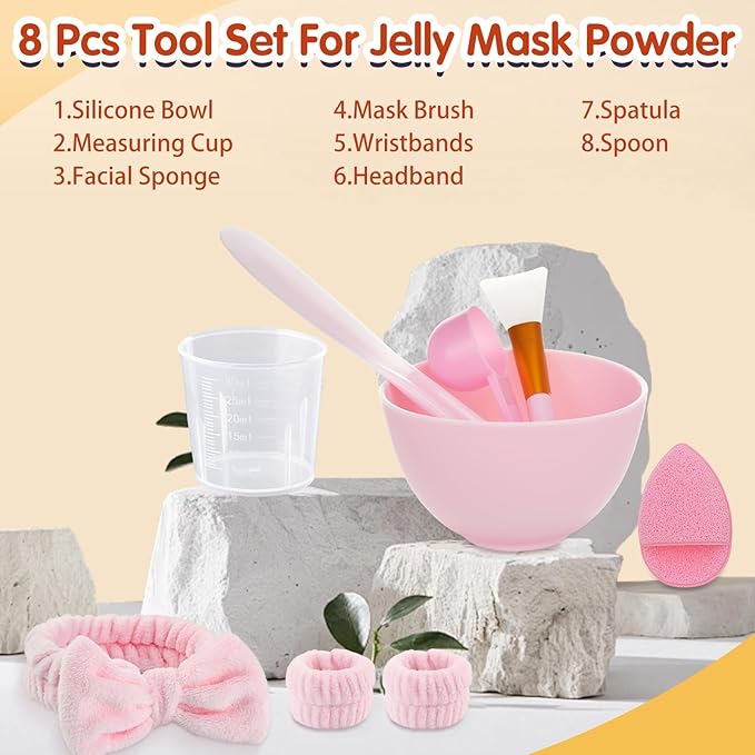 Pjordo Jelly Masks for Facials Professional, Collagen Firming, Hydrating & Moisturing Face Mask Skin Care, Hydrojelly Peel Off Jelly Mask with Mixing Bowl Set, DIY Spa Use for All Skin Types