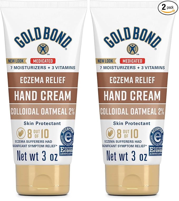 Gold Bond Hand Cream for Eczema Relief, Skin Protectant Cream With 2% Colloidal Oatmeal 3 oz. (Pack of 2)