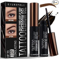 Cilrofelr Tattoo Peel Off Eyebrow Gel, Easy Tattoo Brow Peel Off Gel, Last Up to 3 Days, Waterproof, Transfer-proof, For Fuller & Defined Looking Brows, Brown (2 Pack)