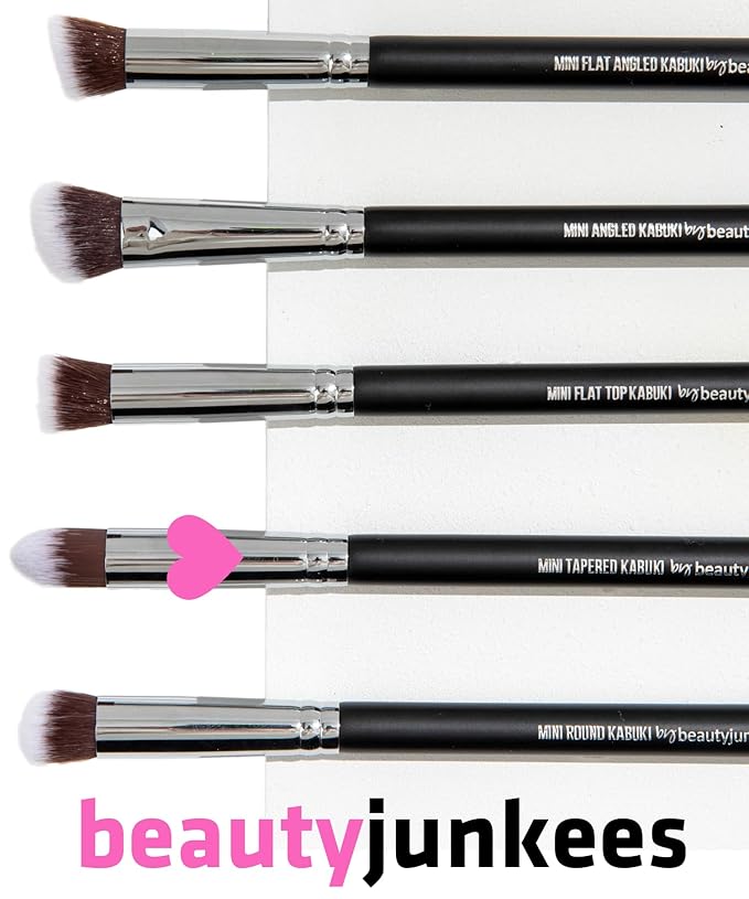 Small Concealer Brush Under Eye – Mini Tapered Kabuki Makeup Brush for Blending, Setting, Contour Eyeshadow, Powder, Cream Make Up, Vegan Synthetic