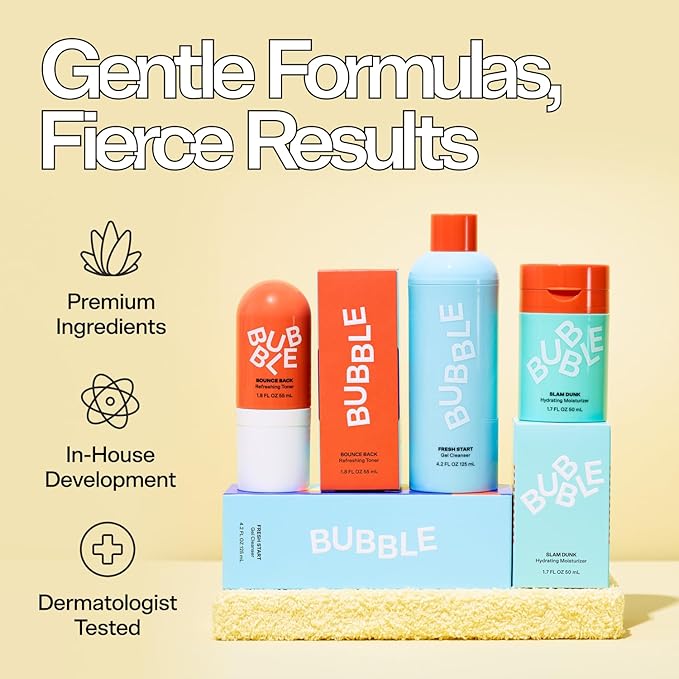 Bubble Skincare Fresh Start Gel Cleanser - Gentle Exfoliating Face Wash for Oily Skin - Formulated with Aloe Vera Juice + Caffeine to Protect and Soothe Complexion (50ml) (Pack of 2)