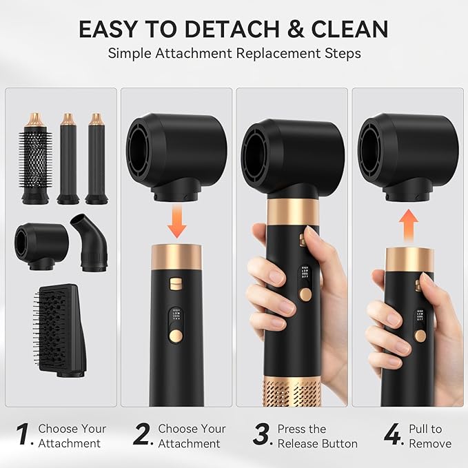 6 in 1 Hair Styler, Hot Air Brush Set with Hair Dryer, Curling Iron, Straightener Brush, Volumizer, Blow Dryer Brush for Hair Styling, Fast Drying, Gifts for Mother/Women