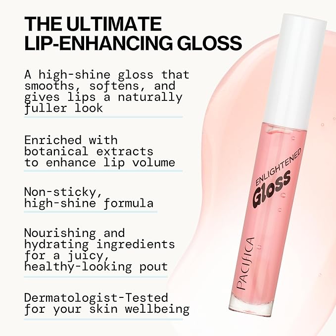 Pacifica Plumping Lip Gloss – Berry Juice Flavored No-Sting Lip Plumper for Fuller, Hydrated Lips, Non-Sticky Volumizing Shine with Shea & Jojoba, Natural Berry Flavor, Vegan & Cruelty-Free 0.14oz