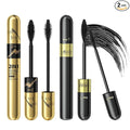 2pcs 2-in-1 4D Double Effect Fiber Mascara: Curling and Intensifying, Daily Waterproof, 5x Longer, Voluminous & Smudge-Proof, No Flaking and No Clumping, Black and Golden Tube Set