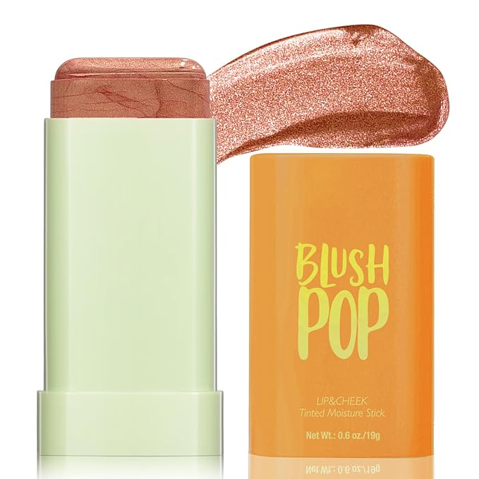 Highlighter Makeup Stick - Blush Highlighters Makeup Stick for Face & Body, Natural Silky Shimmer Highlight, Bendable Long Lasting Cream Korean Highlighter (Cherry Red)