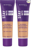 Rimmel London Stay Matte Liquid Mousse - 201 Classic Beige - Foundation,Lightweight,Shine Control,Oil-Free,1oz,(Pack of 2)
