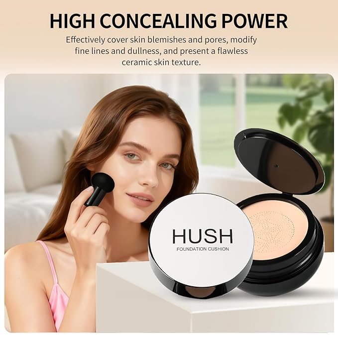 Foundation for Women, Ideal for Light/Medium Complexions, Mushroom Head Air Cushion CC Cream, BB Cream for Women (Natural)