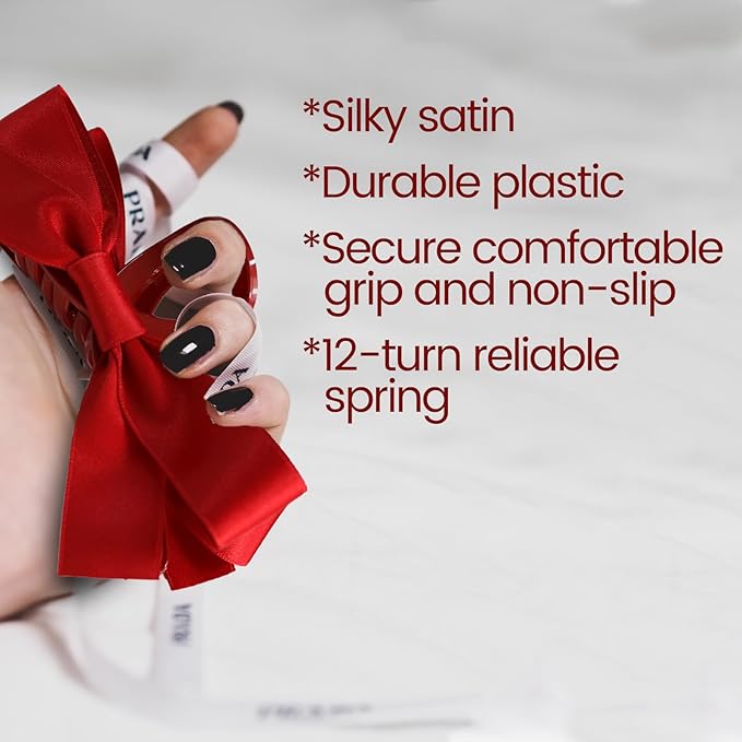 Sizobi Red Hair Bows Clips Satin Bow Claw Clip, Big Christmas Hair Bows Barrettes Hair Accessories for Women Girls 2pcs, Large Red Bow for Thin Thick Curly Hair