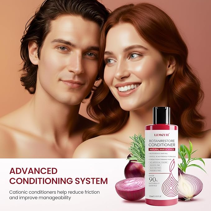 Hair Conditioner for Thinning Hair – Onion & Biotin Conditioner for Scalp Care – Strengthening & Moisturizing Formula with Caffeine, Ginger & Ginseng – Gentle Daily Use, 12.5Fl Oz