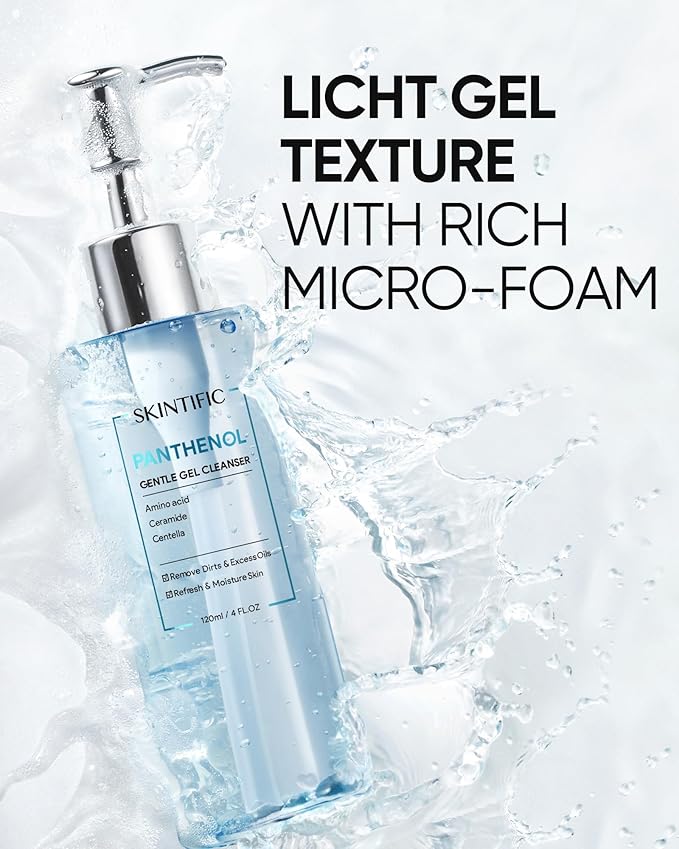 SKINTIFIC Panthenol Gentle Foaming Facial Cleanser | Daily Oil Control Face Wash, Soothes Troubled Skin, Amino Acid + Ceramide, Balances Skin Barrier, Smooth & Refreshed Complexion(120ml)