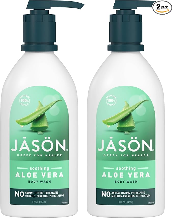 JASON Natural Body Wash & Shower Gel, Soothing Aloe Vera, 30 Oz (Pack of 2)