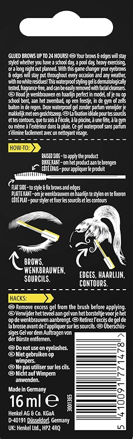 got2b glued for Brows & Edges eyebrow gel, vegan waterproof eyebrow gel, fast drying with no residue or stickiness 16ml