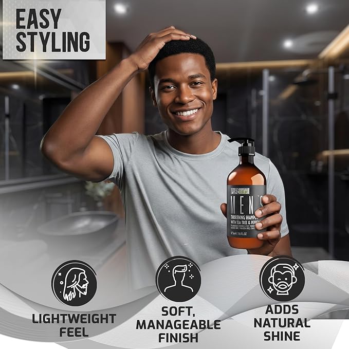 Mens Shampoo - Sulfate Free for Thinning Hair - Volumizing and Hair Thickening - Salon Grade, Professional Formula for Thin and Fine Hair Men - Strengthening Paraben Free Shampoo - 16 Fl Oz