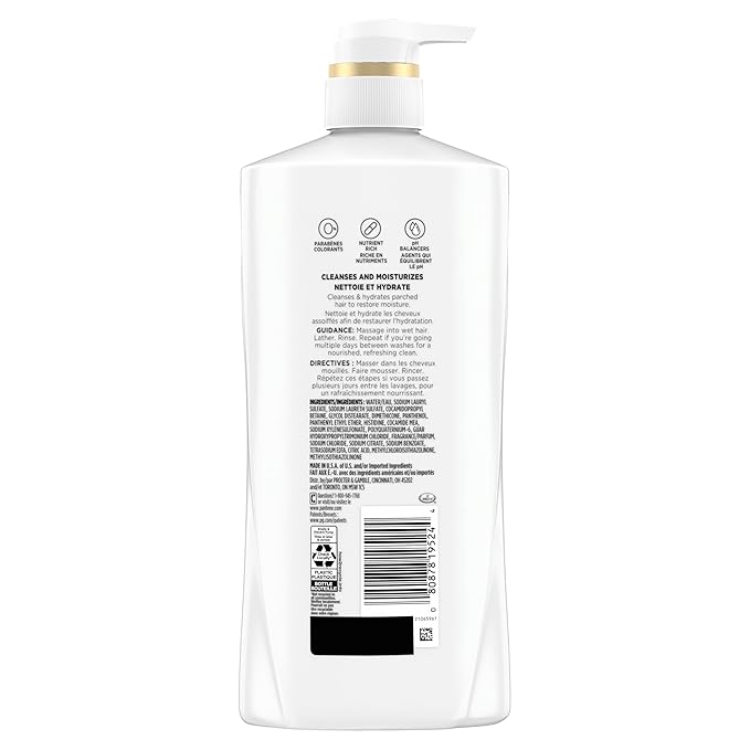 Pantene 2-in-1 Shampoo & Conditioner, Daily Moisture Renewal - Pro-V Nutrients for Dry, Color-Treated, Straight to Curly Hair, 72-Hour Hydration & Softness, 27.7 Oz Each, 2-Pack + Rescue Shot (0.5 Oz)