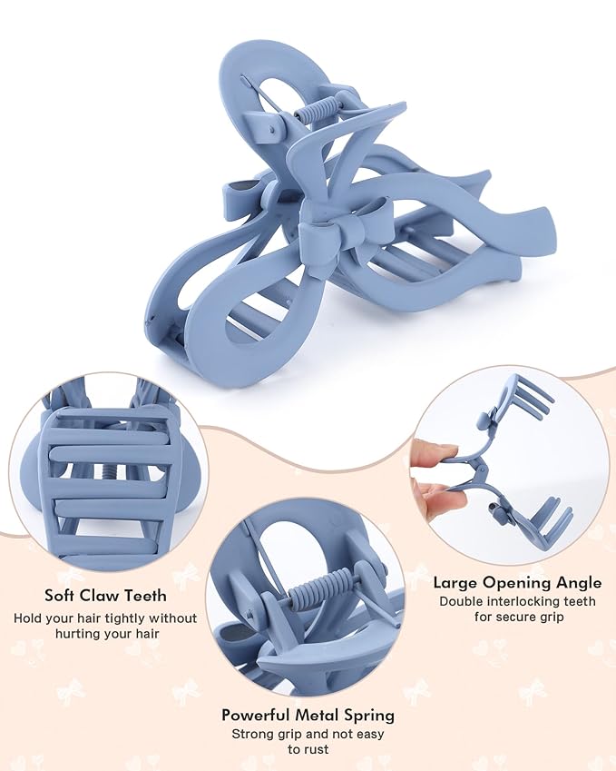 4 PCS Bow Hair Clips for Women Bow Claw Clip 5" Extra Large Hair Claw Clips for Thick and Long Hair Cute Bows Big Clip Mother’s Day Gift for Mom