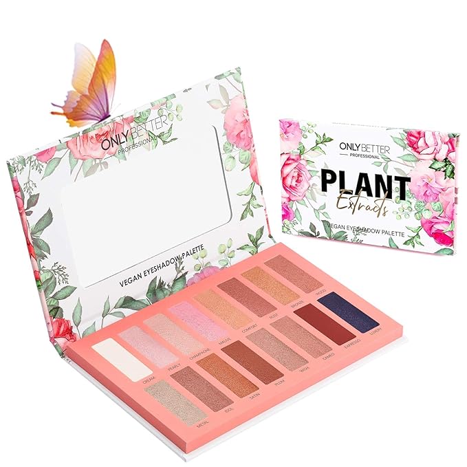 Vegan Nude Eyeshadow Palette - 16 Shades Organic, High Pigment, Long Lasting Shimmer