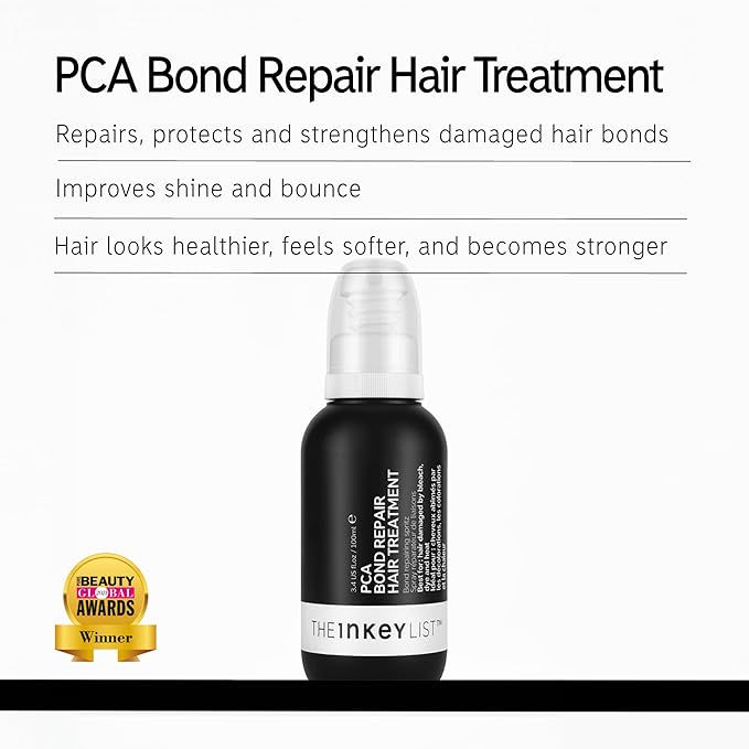 The INKEY List PCA Bond Repair Treatment for Bleached, Colored, and Heat-Styled Hair, Helps Fortify and Protect for Healthier-Looking Locks, 3.38 fl oz