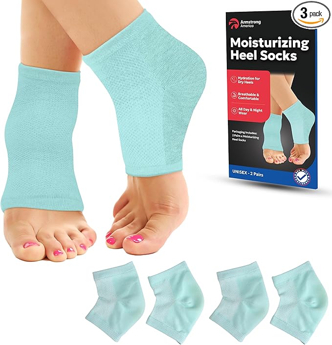 Moisturizing Socks for Women & Men | Aloe Vera Cracked Heel Treatment | Foot Callus Remover | Aloe Socks for Cracked Heels & Dry Cracked Feet | Lotion Infused Gel Heel Socks (Fits Most - 2 Pairs)