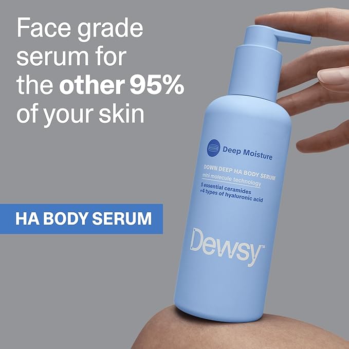 Down Deep Hyaluronic Acid Body Serum - Hyaluronic Acid Ceramide Serum for Deep Hydration, Light Body Care Moisturizer with Mini Molecule Technology, 8 oz