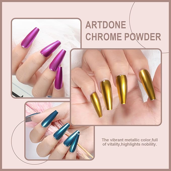 Artdone 24Jars Chrome Nail Powder Magic White Pearl Kit Colored Mirror Effect Silver Gold Metallic Stuff Holographic Nail Pigment Powder for Resin Craft & Nail Art Accessories Decoration Supplies