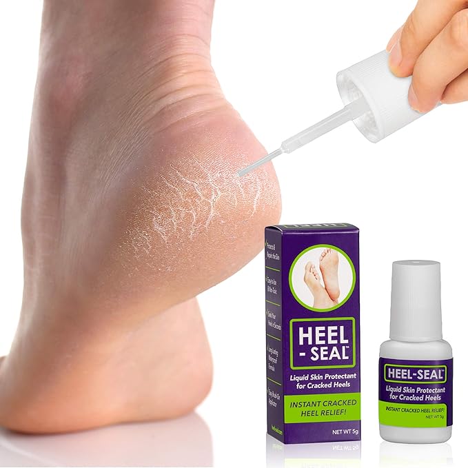 Liquid Skin Protectant for Cracked Heels, Feet Treatment, Liquid Bandage, Foot Care for Cracked Feet, Calluses, Blisters, Foot Repair, Applicator and Buffer, 1Pk