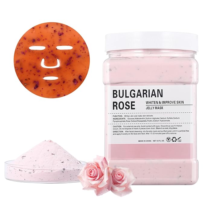 Hydro Jelly Masks for Women Home Spa,Hydrating & Moisturizing Peel-Off Rubber Gel Face Mask Skin Care,Professional Jelly Mask for All Skin Types 23 Fl Oz（Bulgarian Rose）