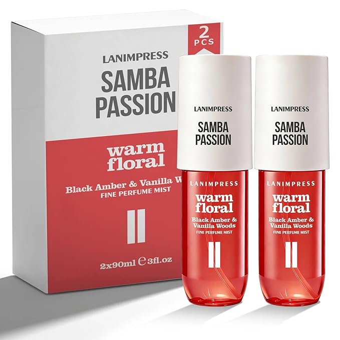 2 Pack 6 fl oz Hair Mist and Body Spray for Women（Eau De Parfum）,Warm Floral Perfume No.2，With Notes of Black Amber,Vanilla Woods