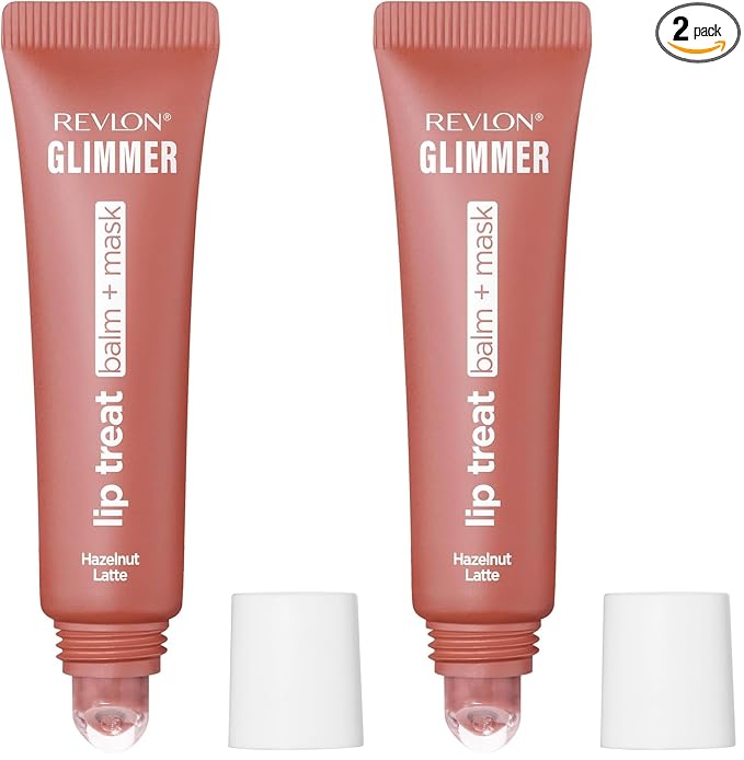 Revlon Glimmer Lip Treat Balm + Mask™, Overnight Peptide Lip Treatment, Hydrating, 006 Hazelnut Latte, 0.4 fl oz (Pack of 2)