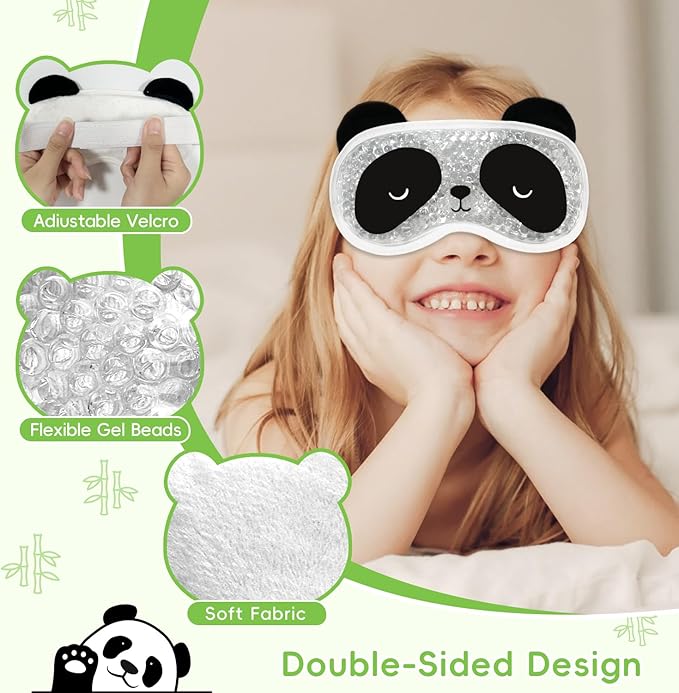 my novel things Cooling Eye Mask and Plush Sleep Mask for Woman 2PCS, Cute Animal Sleeping Mask Soft Blindfold Cold Warm Eye Compress Gifting for Home Spa, Office, Morning Refreshment, Travel