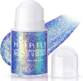 HOSAILY Roll-on Holographic Blue Body Glitter Gel for Face Hair, Chameleon Color Changing Face Paint Glitter Gel Mermaid Makeup, Chunky Sequins Festival Party Rave Accessories Shimmer Makeup