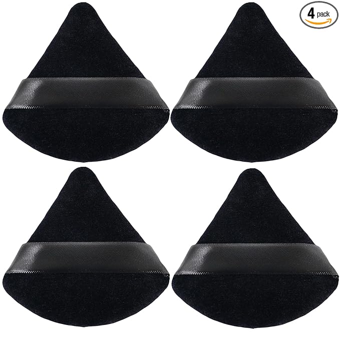 ZHIYE 4pcs Triangle Powder Puffs, Reusable Face Makeup Puff, Multifunctional Facial Makeup Tool Wet, Dry Dual-Use Makeup Sponge for BB CC Cream Liquid Foundation(BLack)